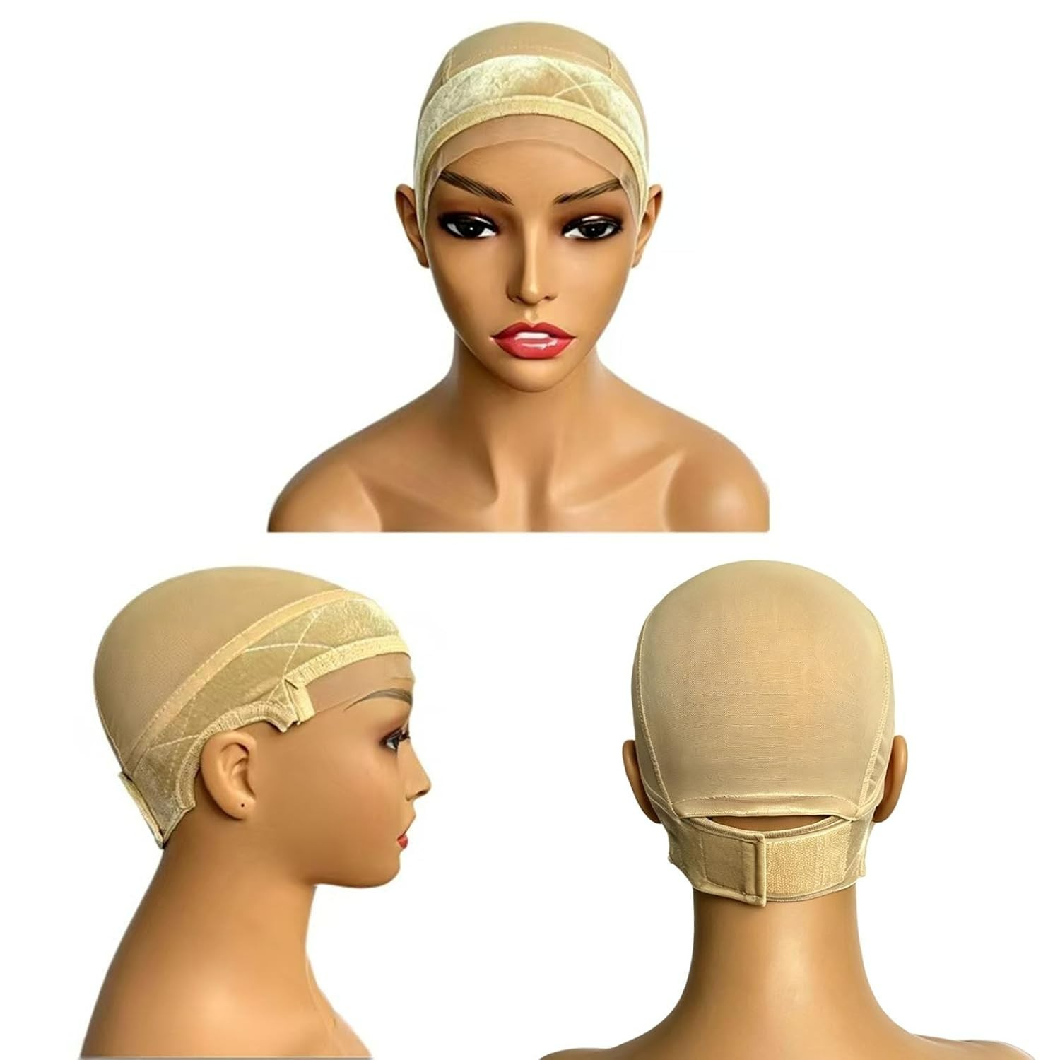 Adjustable Lace Wig Grip Cap with Velvet Band – Glueless & Comfortable Fit