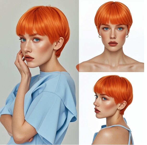 Straight Orange Pixie Cut Wigs Short Wig Party wigs Daily Wear