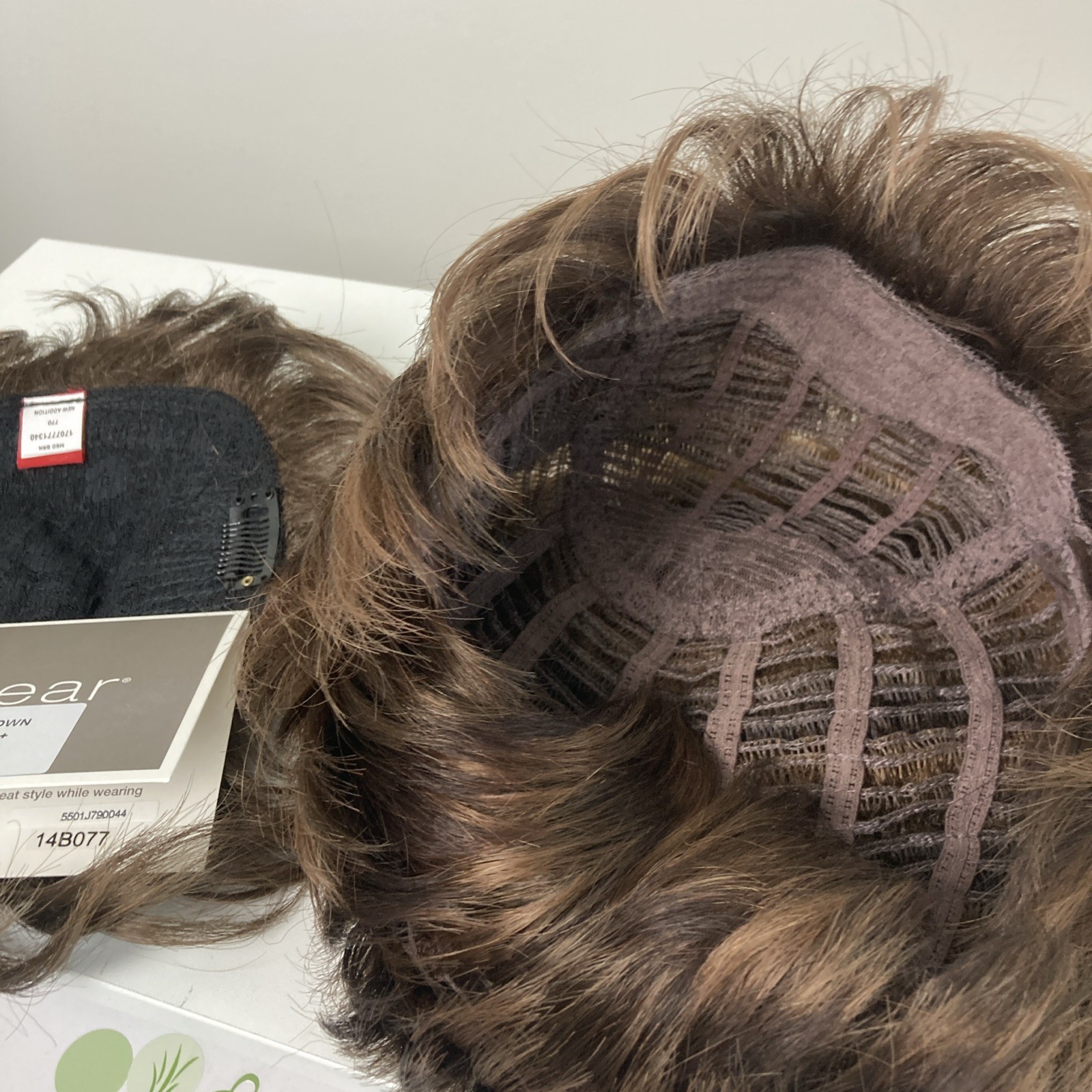 Envy Layered Wig Synthetic Short Classic Cap Womens Brown + Topper Lot 2 Pc