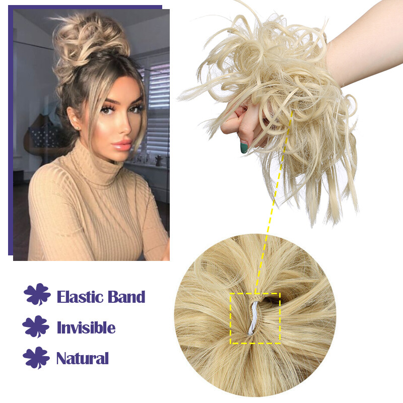 THICK X-LARGE Messy Bun Hair Piece Scrunchie Updo Wrap as Human Hair Extensions