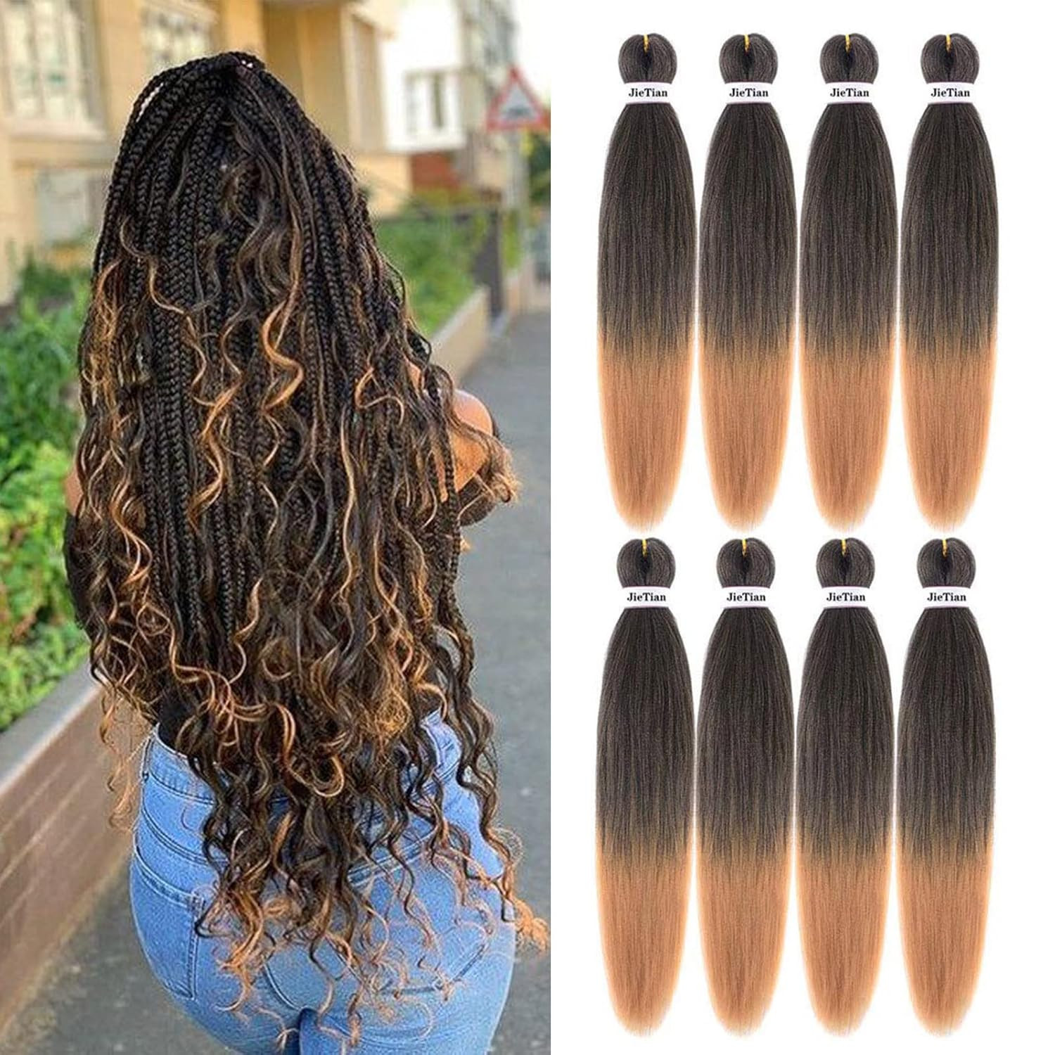 Pre Stretched Braiding Hair Ombre 30 Inch 8 Packs Synthetic Crochet Braids Hot W