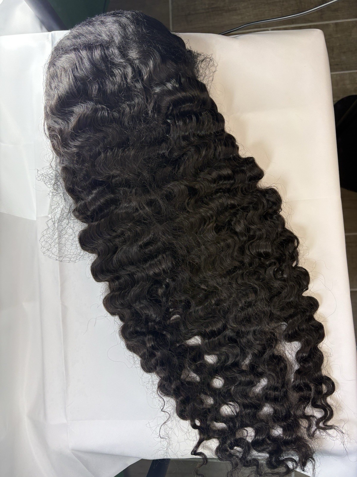 24” Burmese curl Hair Lace Front Wig natural black Clip-In Adjustable Strap