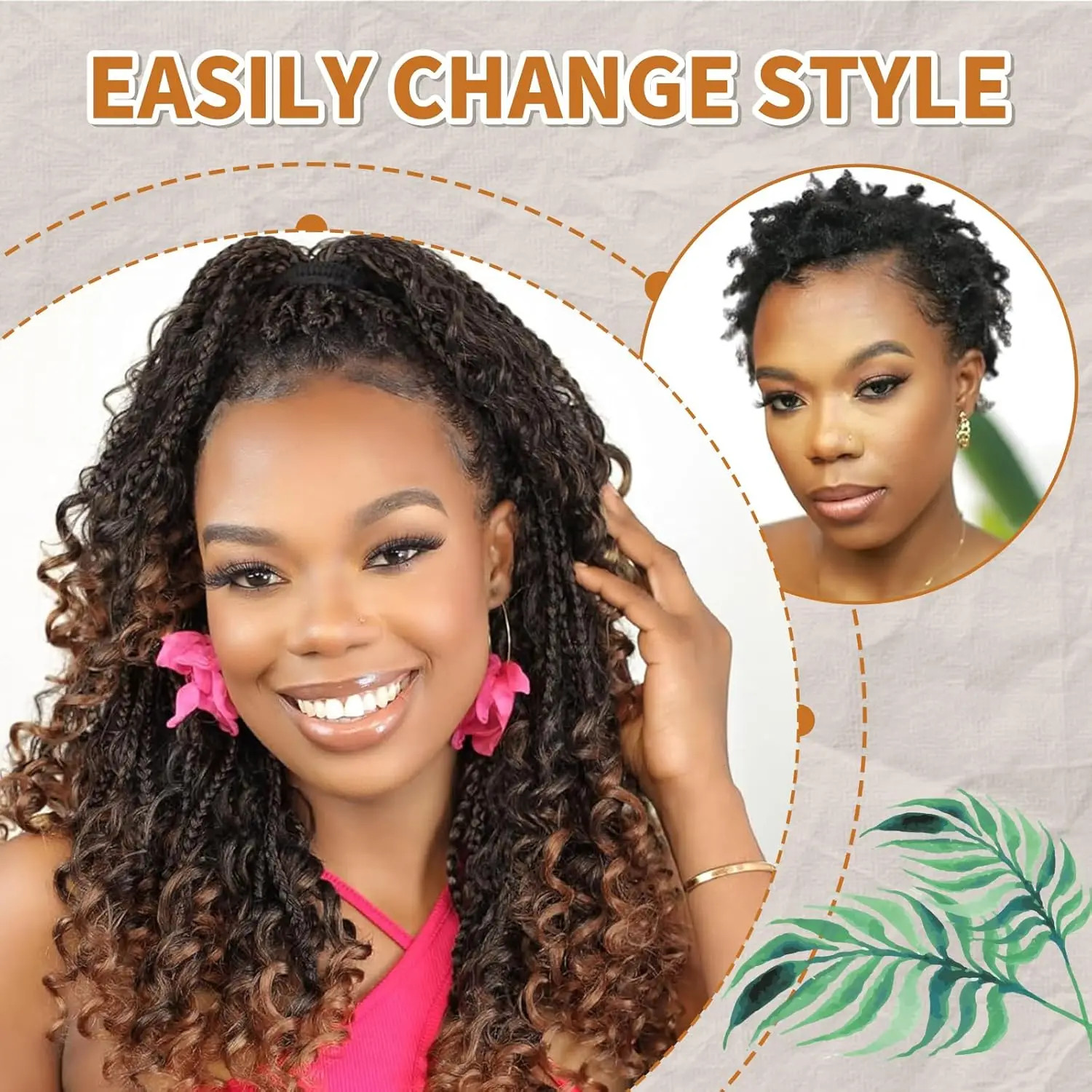 Synthetic Boho Goddess Box Braids Crochet Hair With Curl Ends Hair Extensions