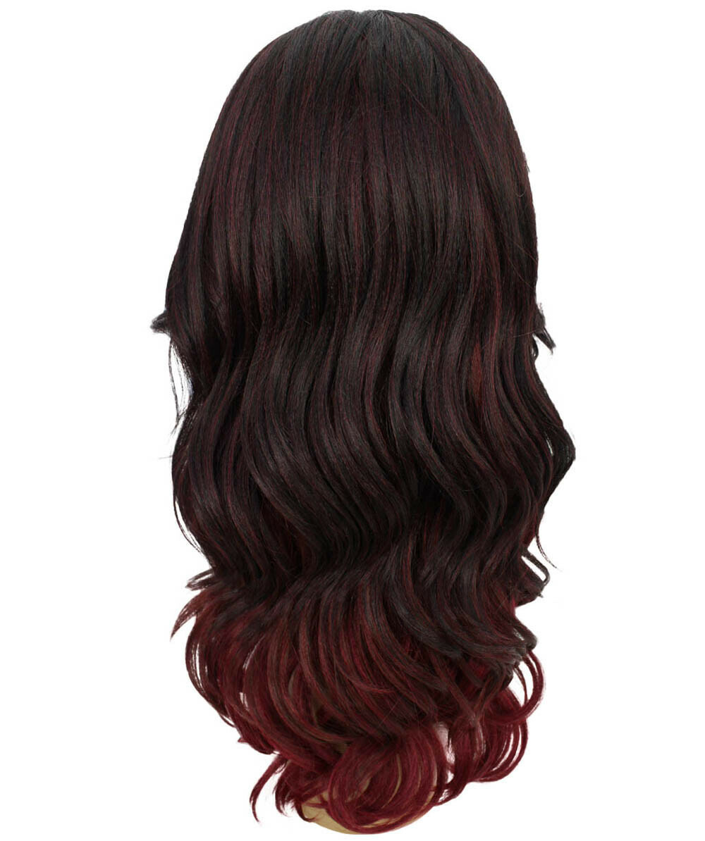 Wavy 21 in 4X4 Hand Tied Lace Front Wig, Deep Red over Medium Red