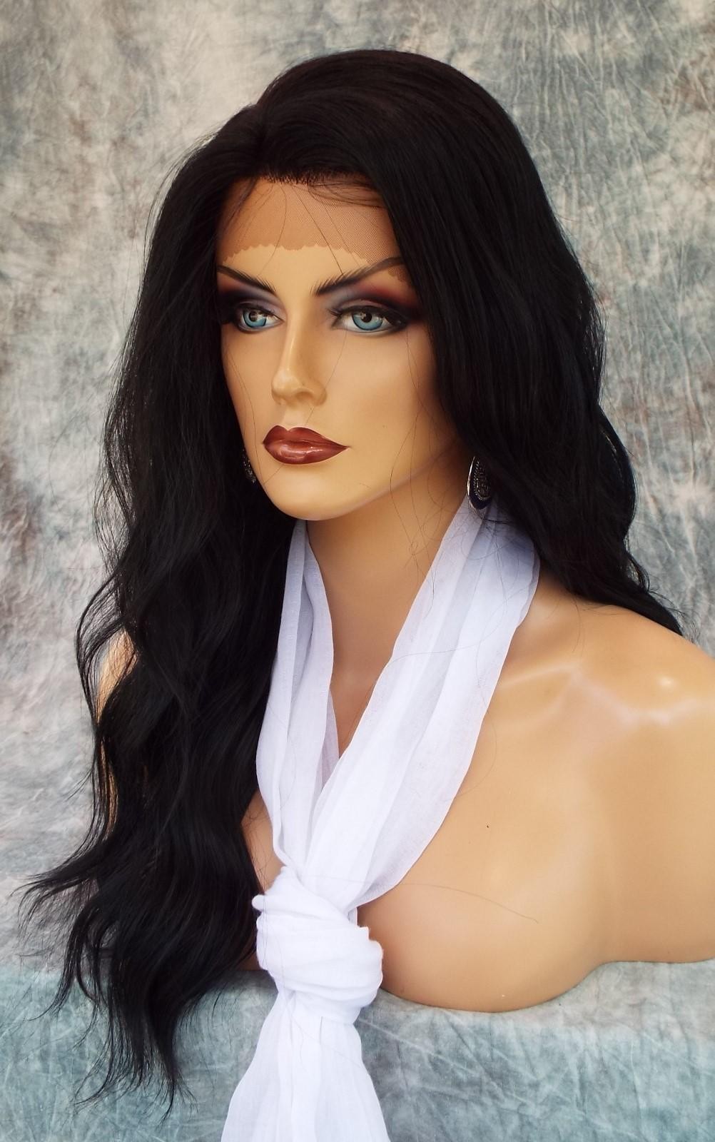 LACE FRONT HAND TIED EAR 2 EAR LACE HEAT FRIENDLY #1 SOFT BLACK WIG US SELL 117
