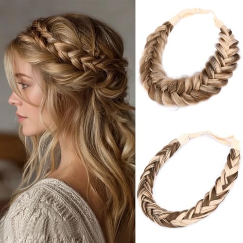 2PCs Handmade Messy Wide Fishtail Synthetic 1 Count (Pack of 1) Highlighted