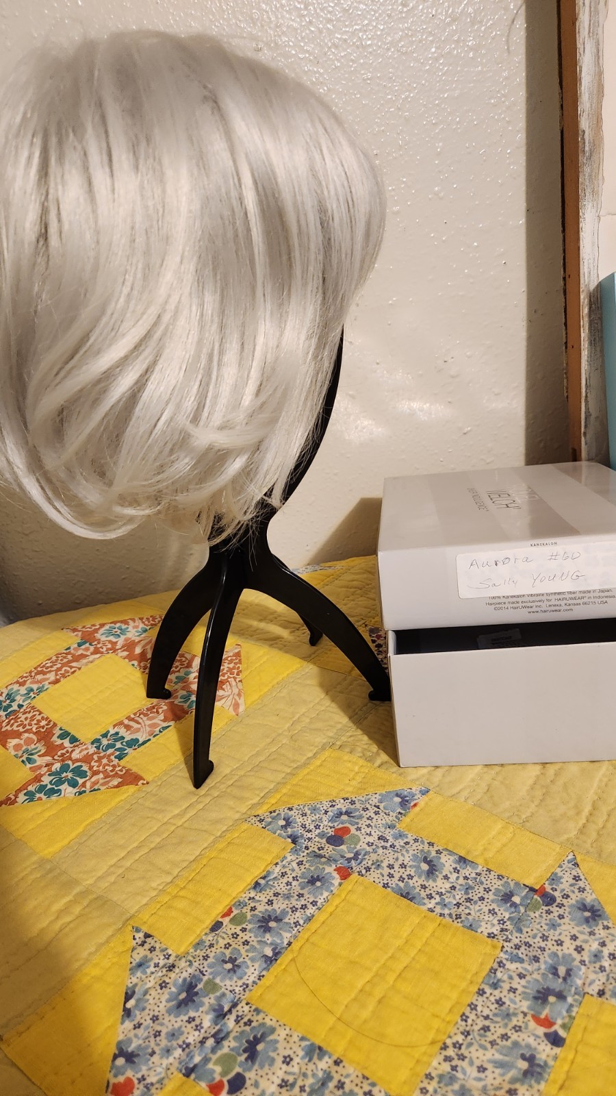 HAIRWEAR Aurora #60 Silver Gray Synthetic Straight Bob Wig Free Part Classic