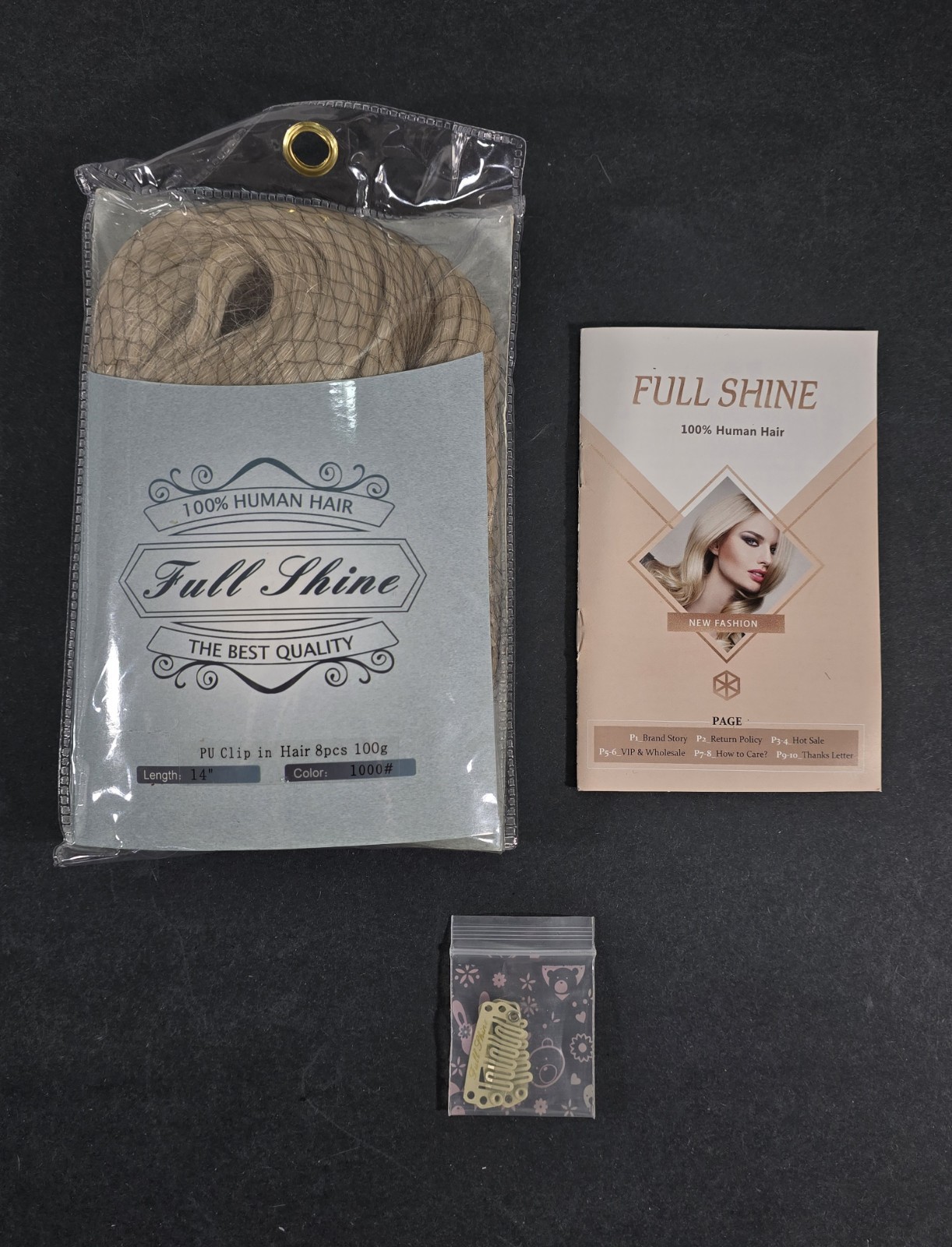 Full Shine 14″ 100% Real Human Hair Blonde Color 1000 8 Pieces 100g Lightly Used