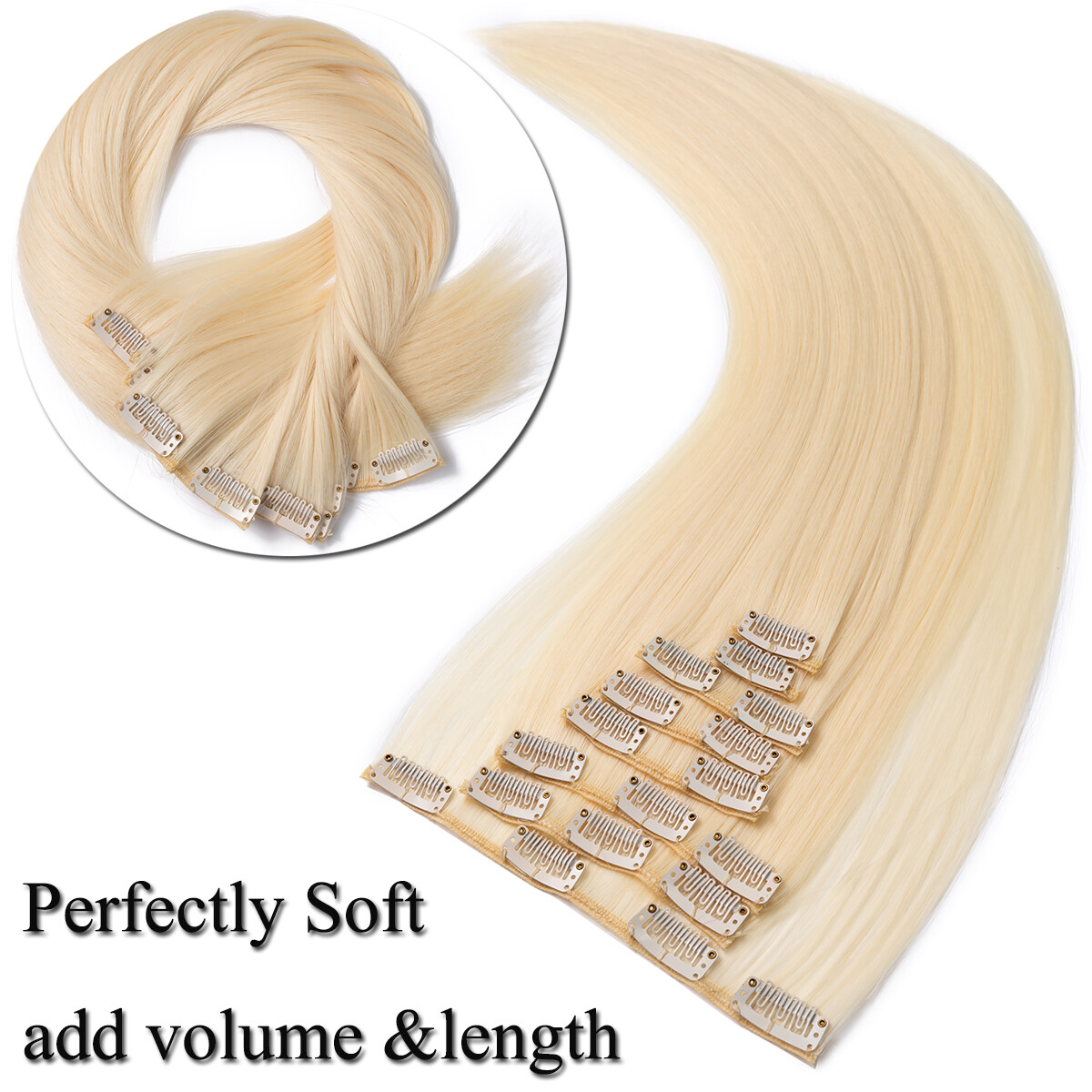 CLEARANCE Highlights Long Wavy Clip In Hair Extensions Real Natural 8 Pieces US