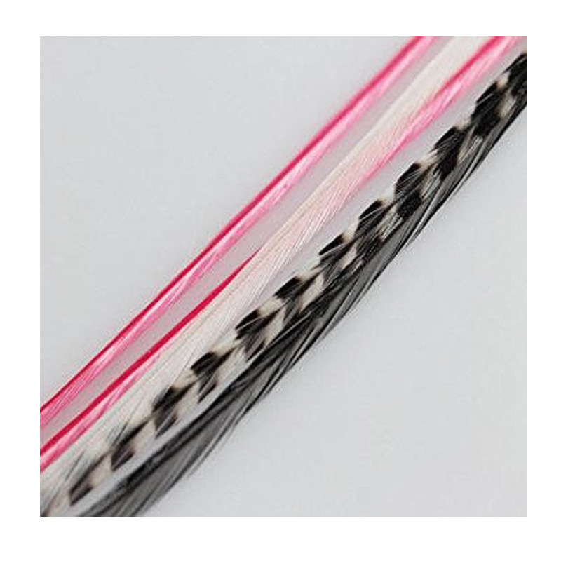 6-11 inch Hot Pink 100% Real Hair 5 Feather Extensions bonded at the tip