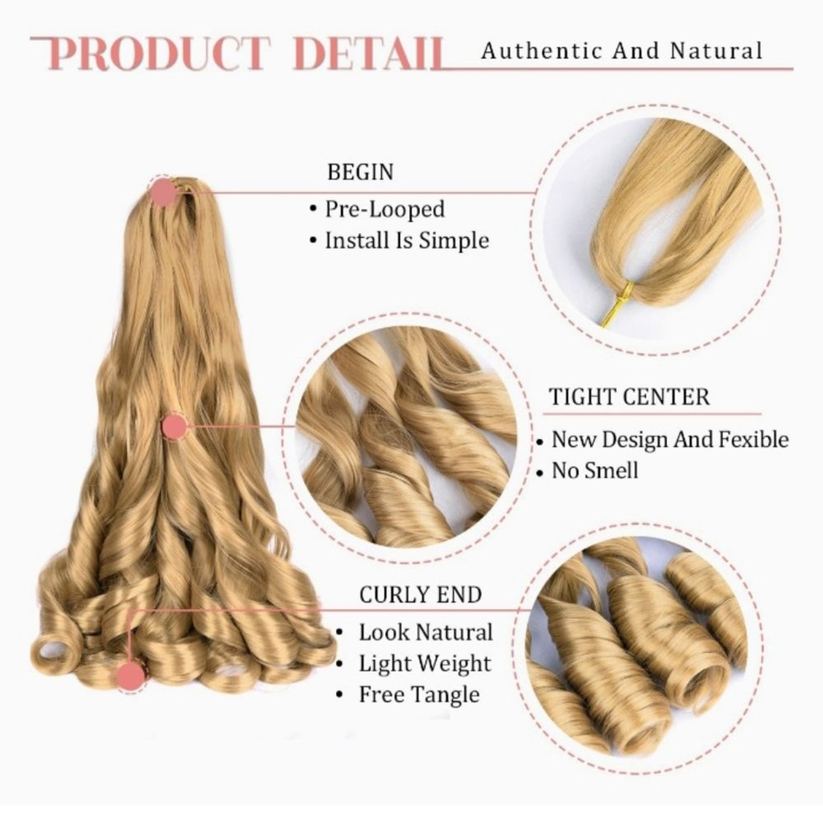 Synthetic Blonde Braiding Hair 24 inch, 8pcs / Pack