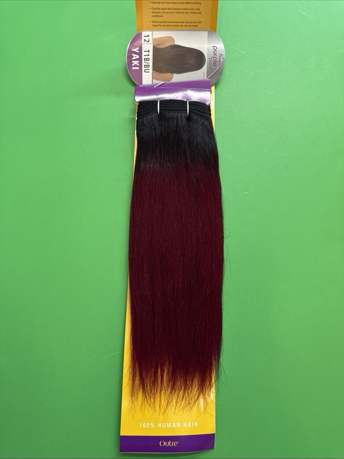 OUTRE PURPLE PACK 100% HUMAN HAIR YAKI WEAVE 12″ T1B/BU Two Tone 1B/BURGUNDY