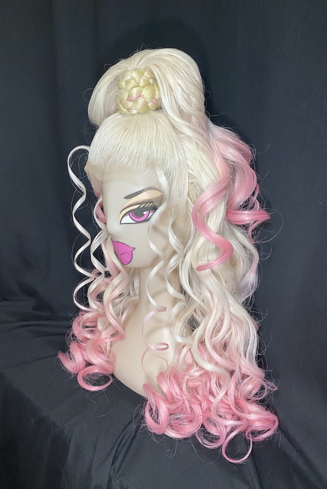 Bouncy Girly Braided Half Up Half Down Synthetic Lace Front Wig For Drag Queens