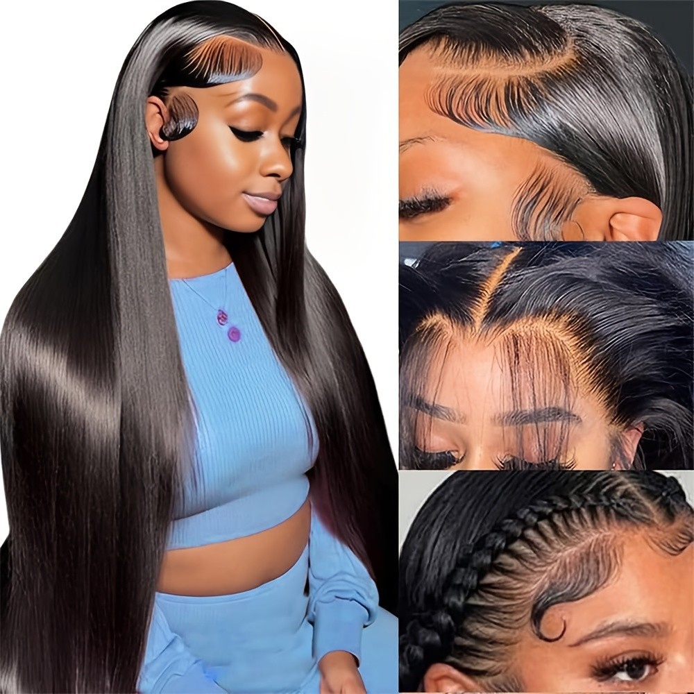 Lace Front Wigs Long Straight Natural Black Hair Pre Plucked Soft As Human Hair