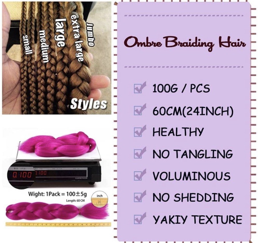 24Inch Single Ombre Mix 4 Colors Braiding Hair Extension Synthetic Braids Women