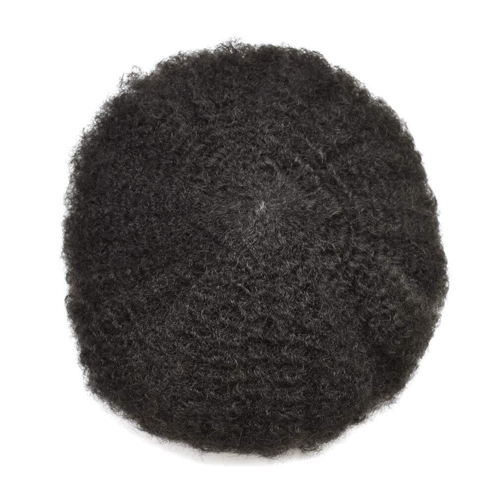 Mens Toupee Full Lace Afro African American Human Black Hair Piece Curly Wigs