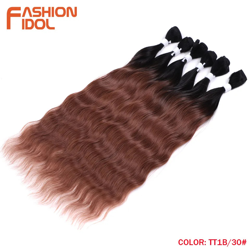 Water Wave Hair Bundles Ombre Blonde 6Pcs 20″ Synthetic Hair Extensions