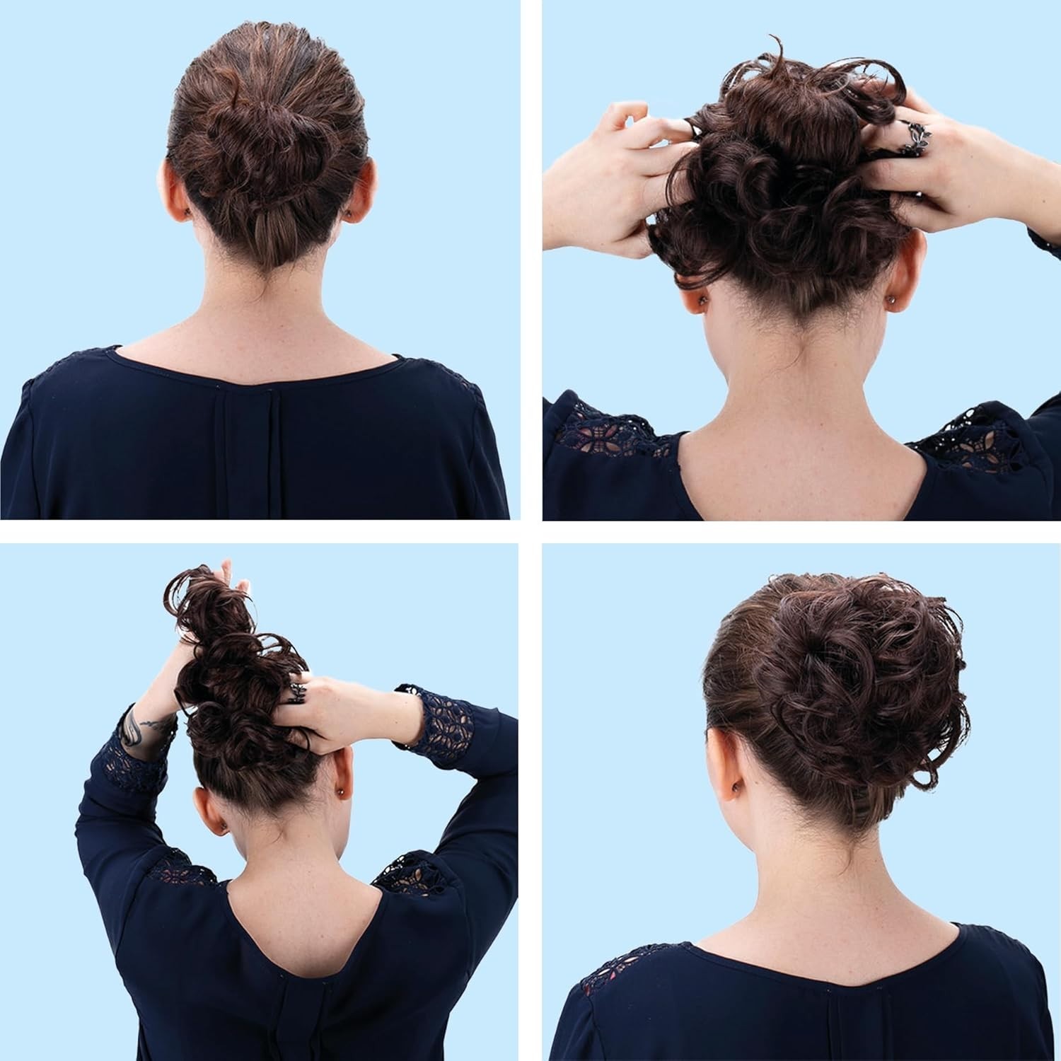 CAISHA Big Hairpiece Scrunchy Updo Bridal Hairstyle curly Messy Bun Gray Mix …