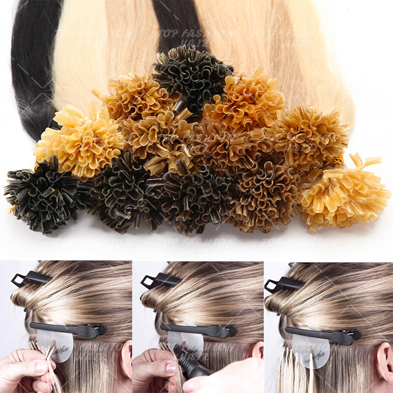 1G Pre Bonded Keratin Fusion Nail U Tip Glue Remy Human Hair Extensions 22″24″