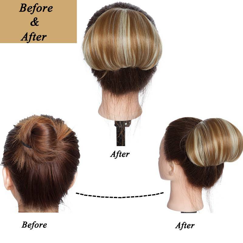 Straight Short Scrunchies as Hepburn Hair Bun Updo Extension Ponytail Hairpiece