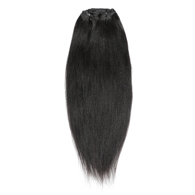 Remy Yaki Straight Clip in Hair Extensions 100% Real Human Hair Wefts 8-24 Inch