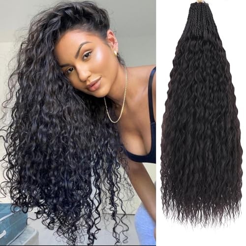 Pre looped Micro Brazilian Braids Curly Crochet Hair 18 Inch (Pack of 8) 1B#