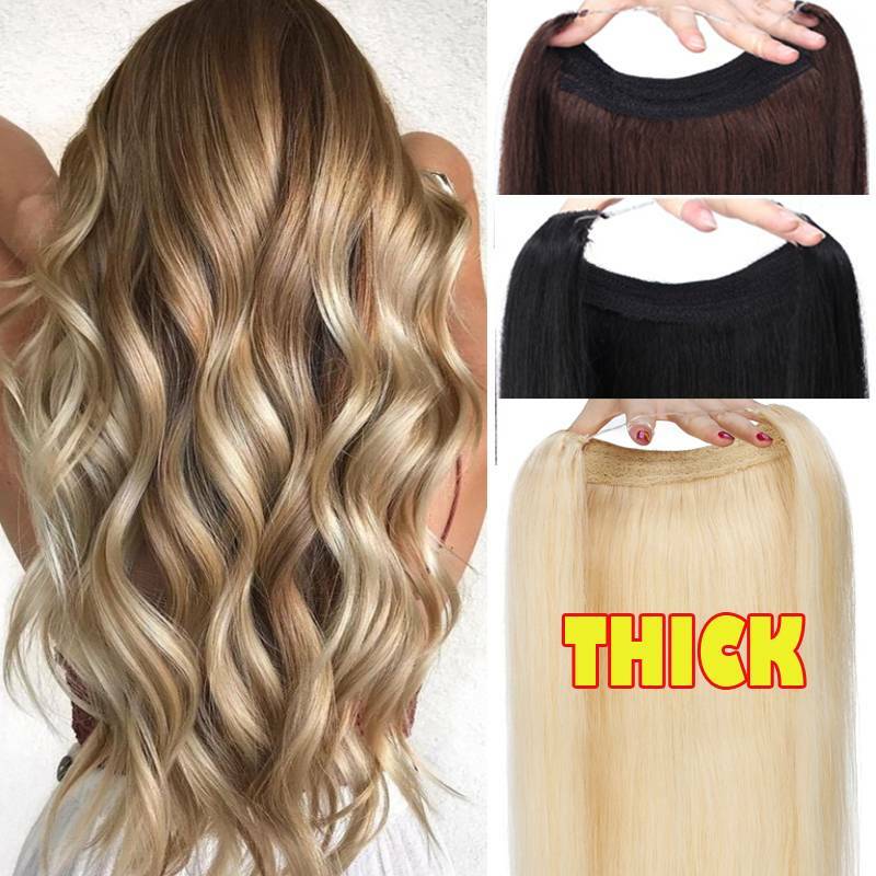 Thick One Piece Secret Wire Headband No Clip in Remy Human Hair Extensions