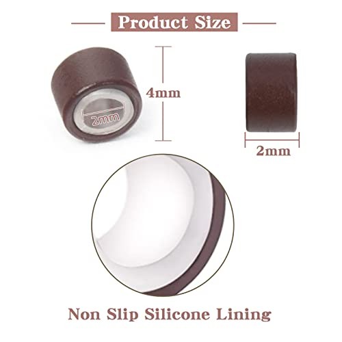100Pcs 4mm Silicone Lined Micro Ring Beads for Hair – Brown