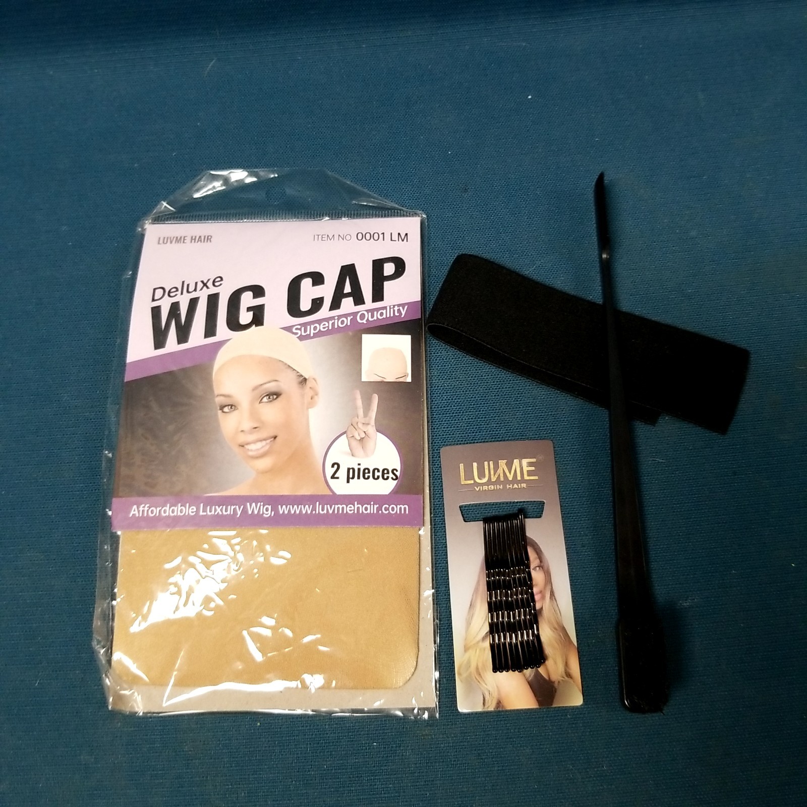 Luvme Real Hair Wig Long Black Crimped W/New Wig Cap Tools Kit