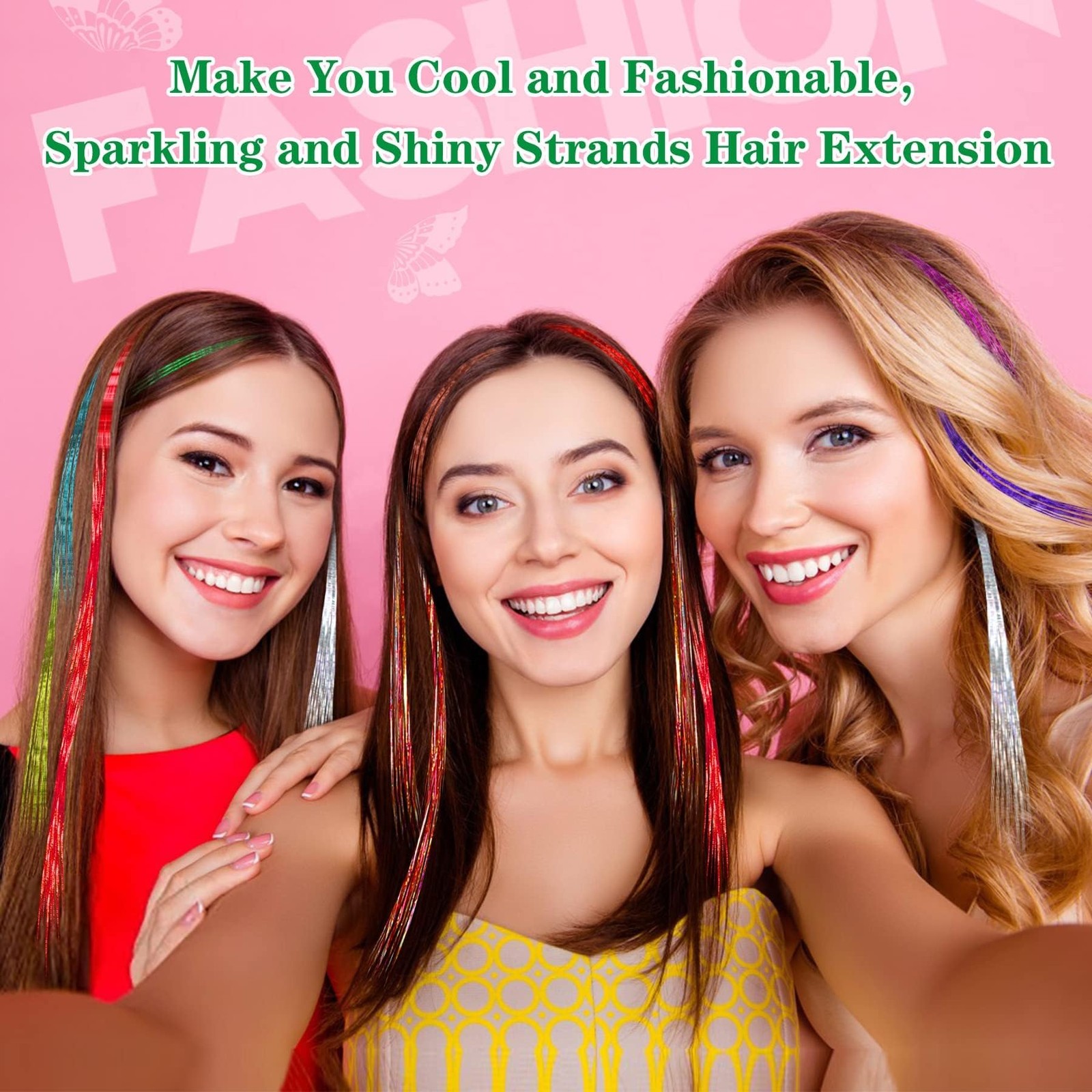 Tinsel Hair Extension, 47 Inch Glitter 46 Inch, Multi 12 colors-1