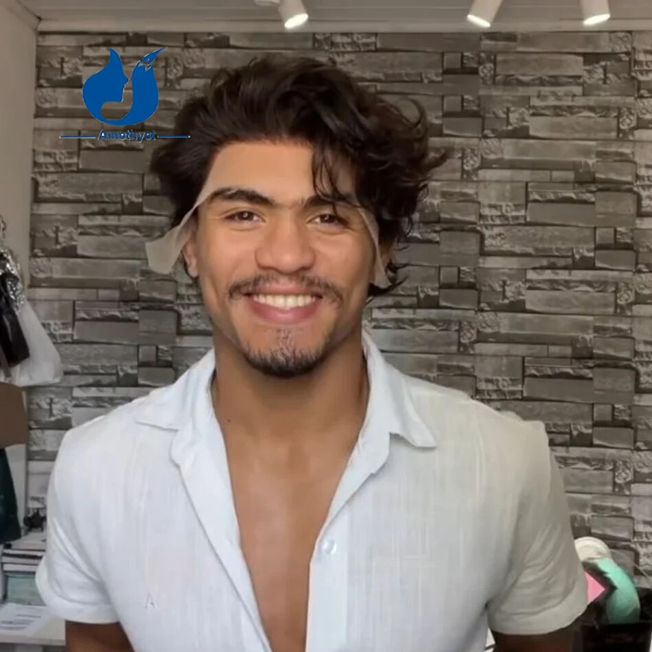 Prestyled Wave Short Pixie Cut Male Wig Human Hair Full Lace Curly Wig for Men