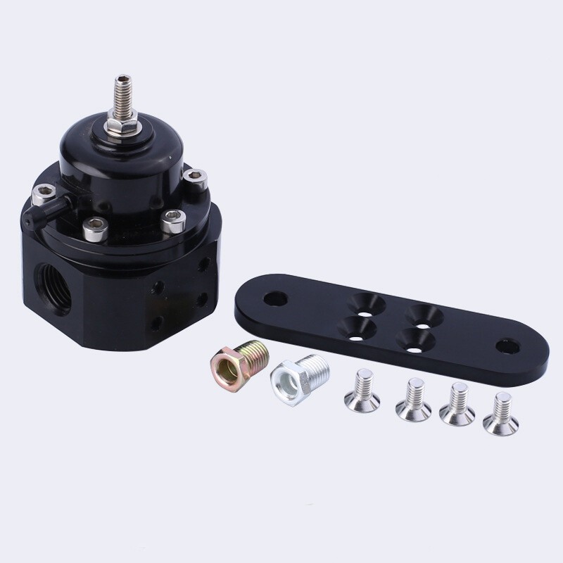 Black Universal Adjustable EFI Fuel Pressure Regulator Valve Kit High Volume