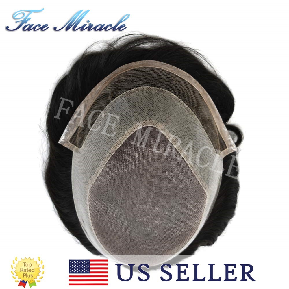 Mono Center Toupee for Men French Lace front Human Hairpiece System Natural Hair