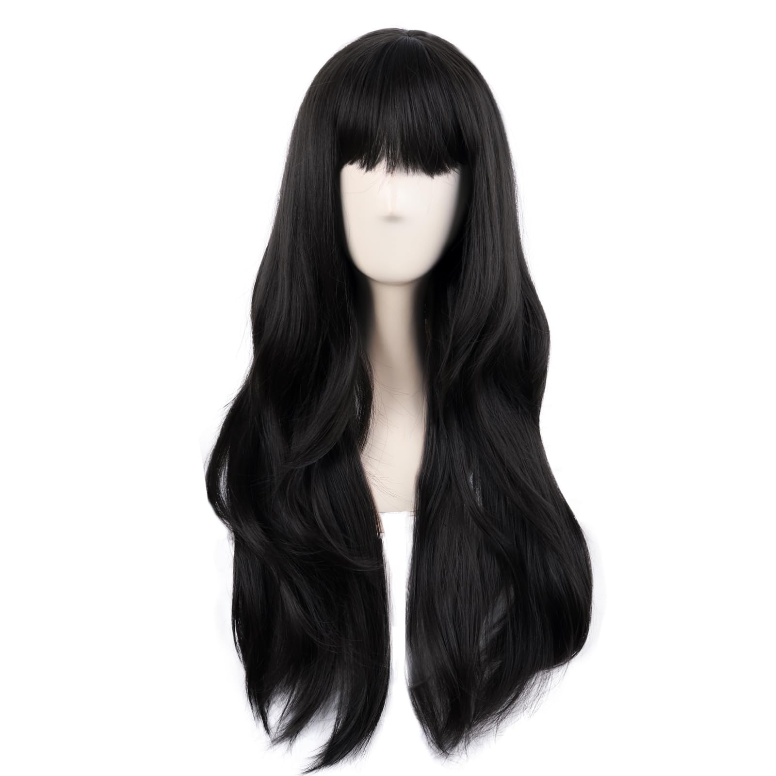 28 Inch/70 cm Long Curtain Bangs Synthetic Fiber Wavy Curly Heat Resistant Co…