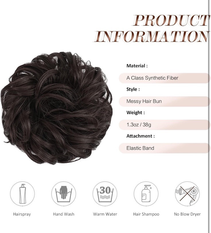 Thick Messy Bun Hair Piece Scrunchies Updo Wrap Hair Extension Grey Lot Of 5 AM2