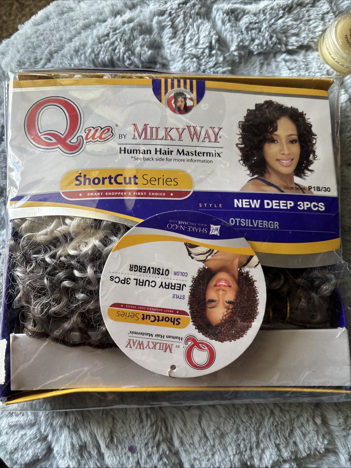 Que by Milky Way Human Hair Shortcut Series Color #P1B/30 Jerry Curl 3 pcs Slv