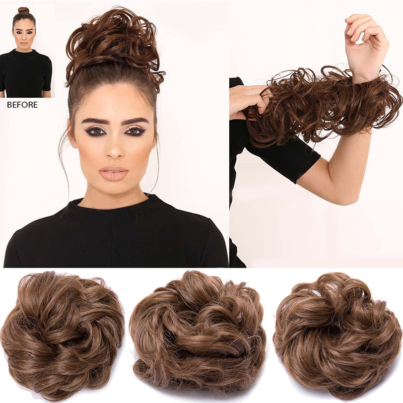 100% Real THICK Rose Messy Bun Elastic Band Hair Extensions As Human Hairpiece