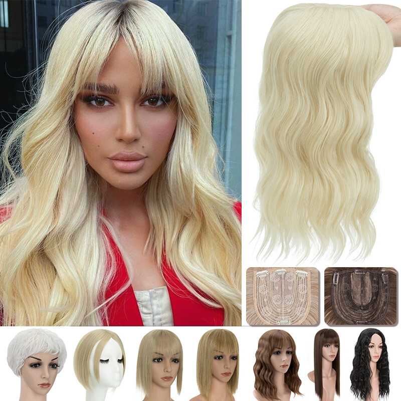 Long Short Topper Hair Clip in One Piece Hair Extension with Bangs As Human Real