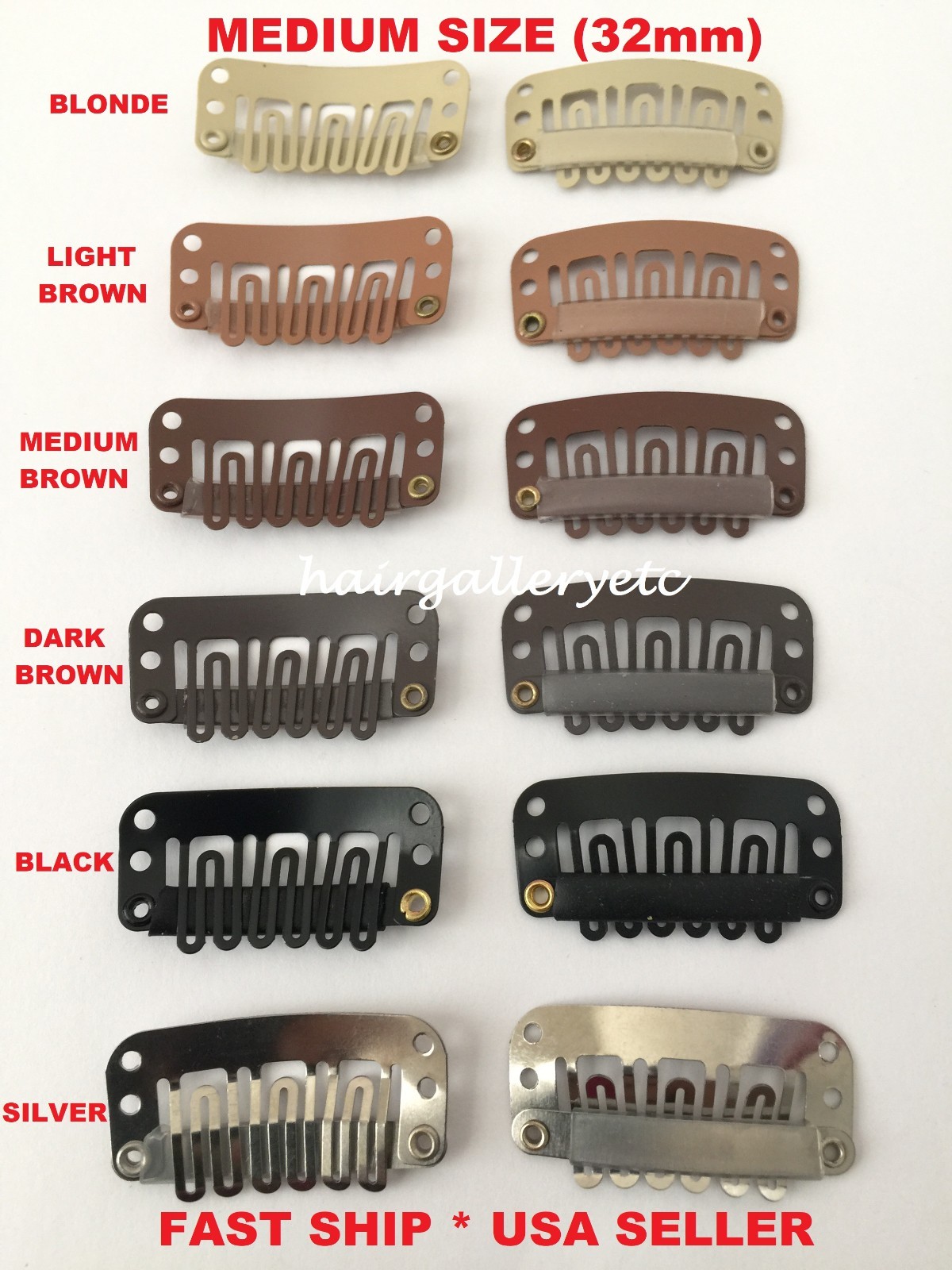 QUALITY WIG CLIPS SNAP CLIPS FOR TOUPEES HAIR PIECES 32mm HAIR EXTENSION CLIPS