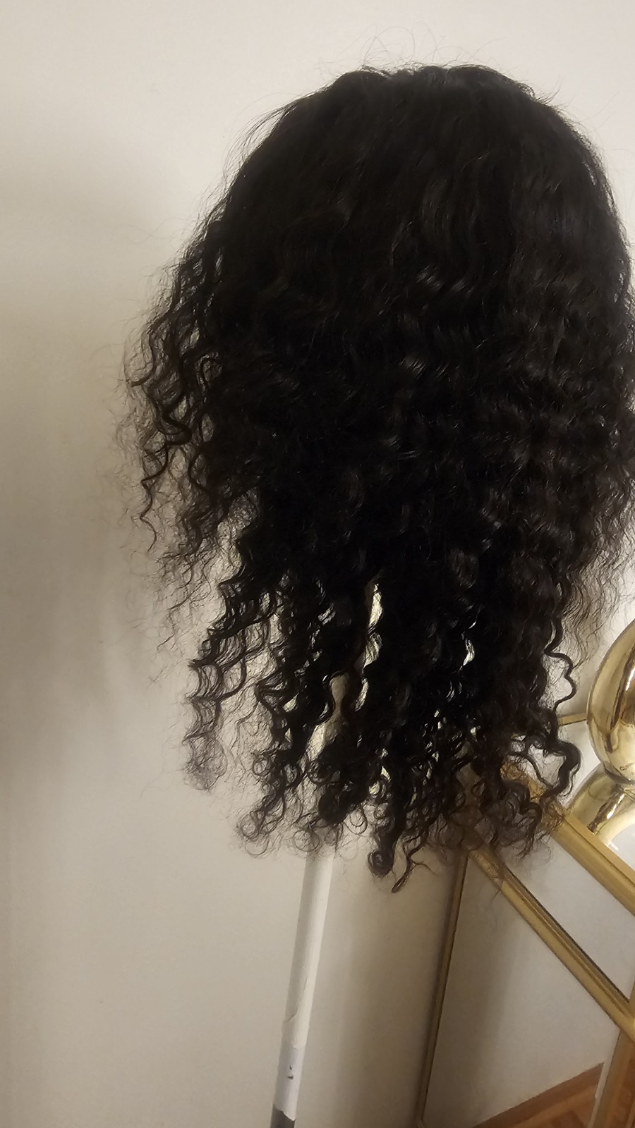 High Quality regular 22″ black waterwave 100% Virgin Human Hair Lace front Wig.
