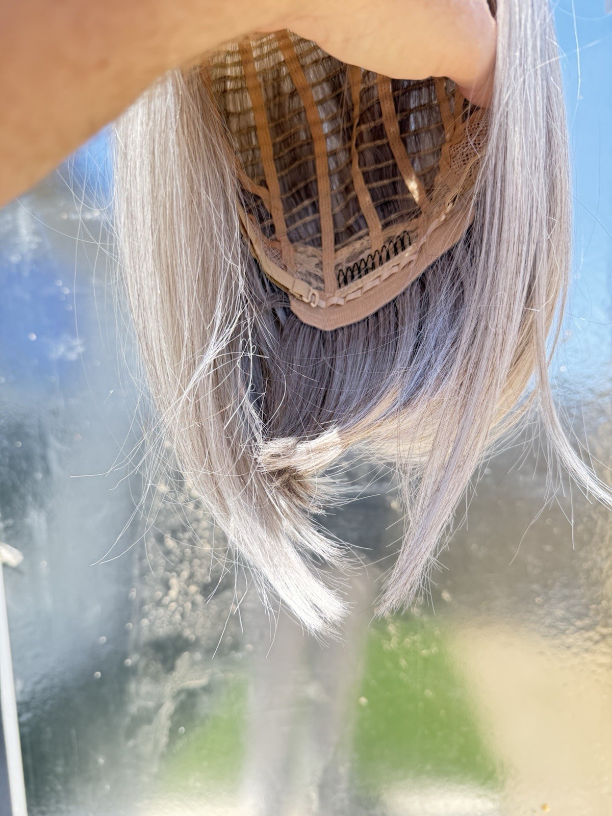 GORGIUS Silver Bob Wig Gray Highlights Lace Front Glueless Straight 12in