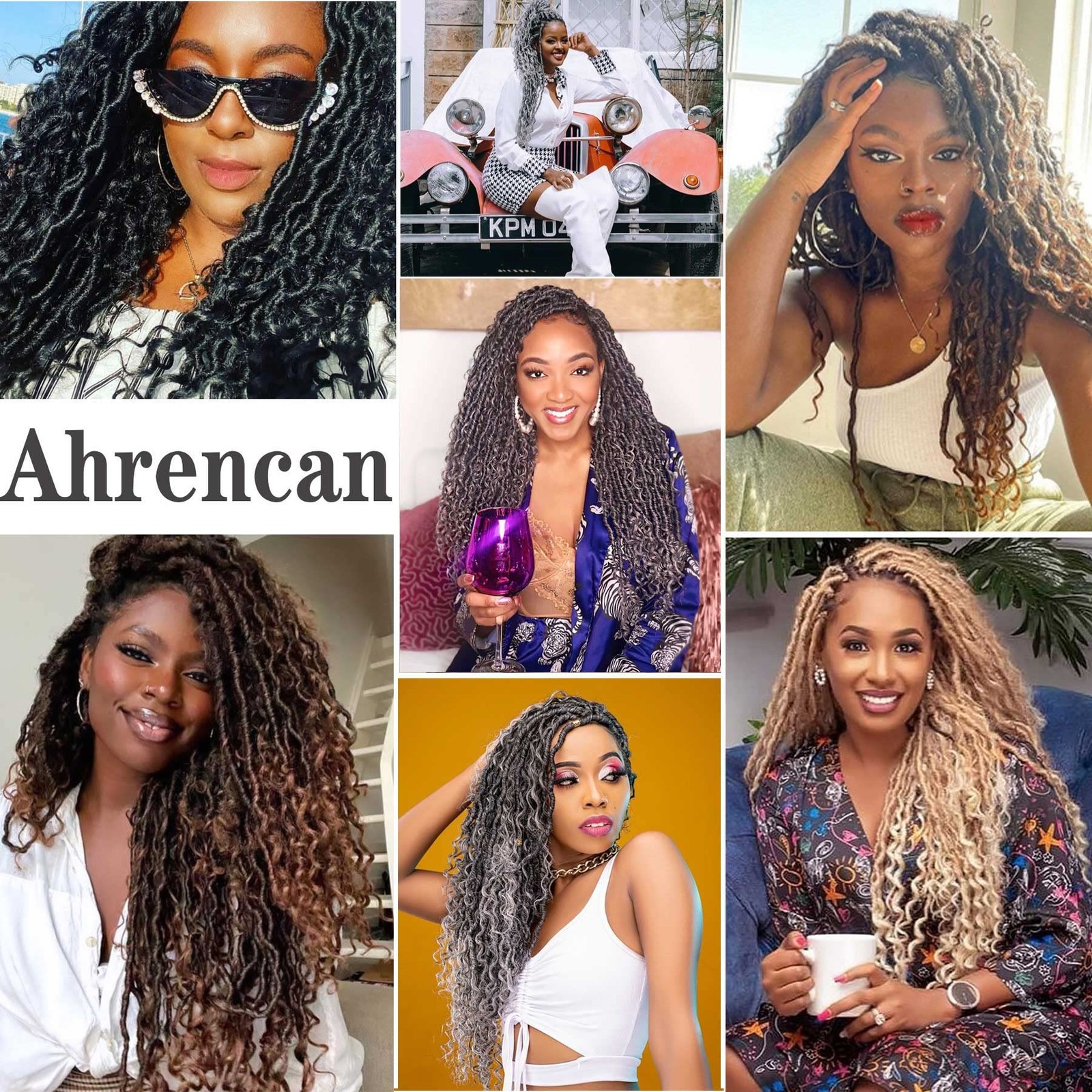 Ahrencan 18″ Boho Goddess Locs Crochet Hair 7 Packs Pre-Looped