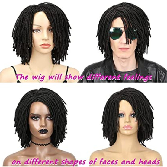 Dreadlock Wig Short Twist Wigs for Black Women Afro Curly Synthetic Hair Wig USA