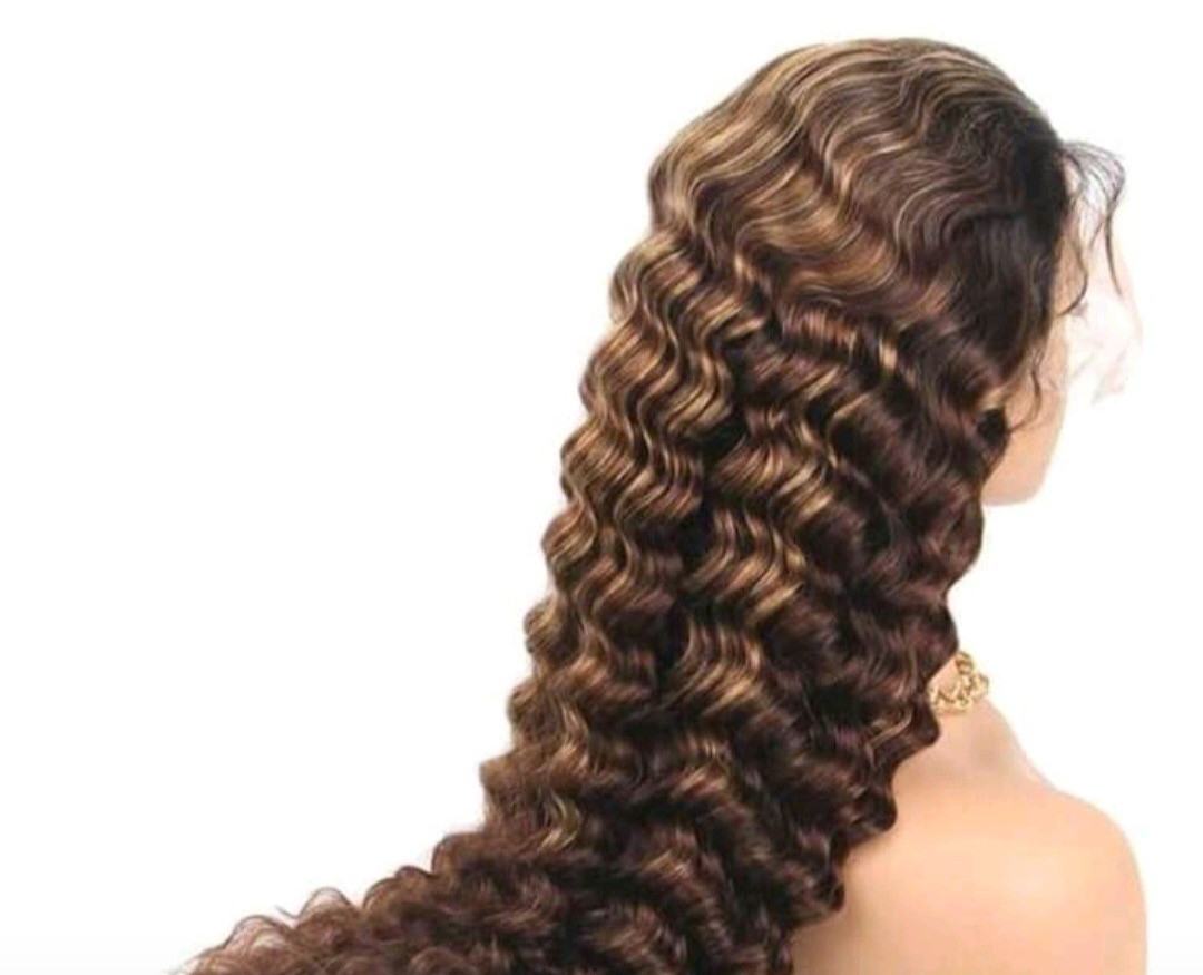 4/27 Deep Wave Lace Front Wigs Human Hair Honey Blonde Highlight Ombre Wigs
