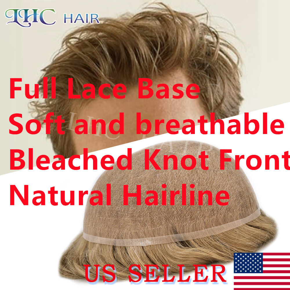 Mens Toupee Human Hair Replacement System Full French Lace Hairpiece For Men Wig