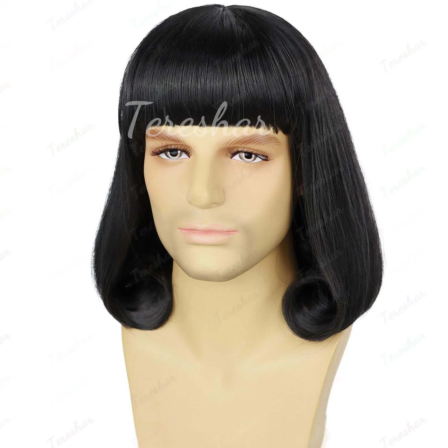 Black Bob Wig with Bangs Synthetic Lord Farquaad Cosplay Wig