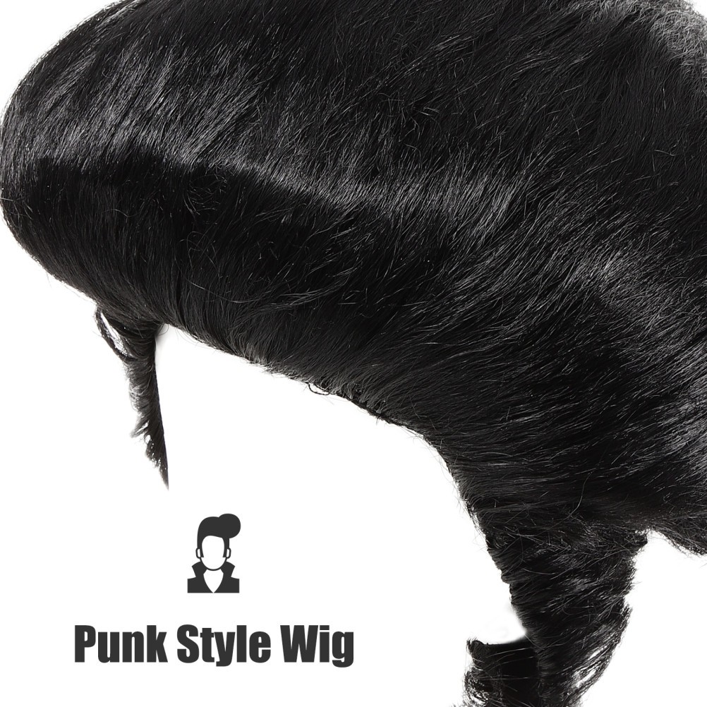 High Temperature Fiber Black Wig for Men Cosplay Party Style