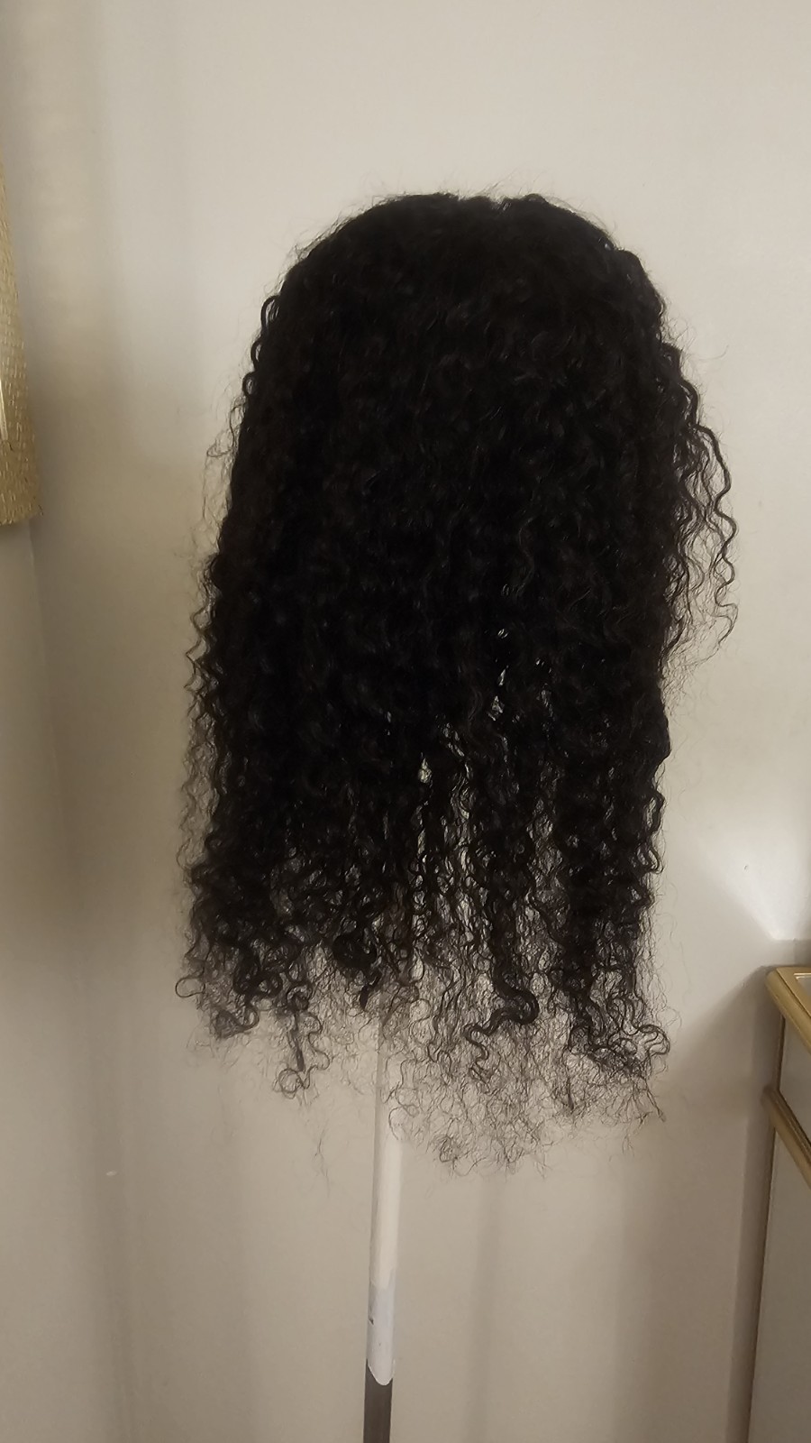 High Quality 26″ black #1B waterwave 100% Virgin Human Hair Lace front Wig. 4×4