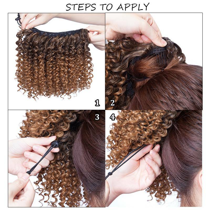 Large Kinky Curly Drawstring Ponytail One Piece Clip In Hair Extension for Human