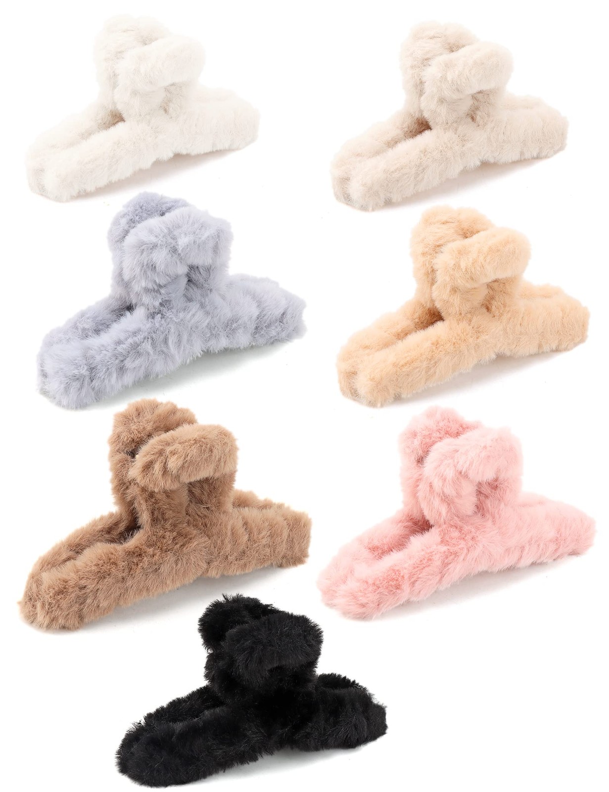 SEVEN LUCKY LIGHT Hair Clip, 7 Pcs 1 Count (Pack of 7), Fuzzy Neutral Set